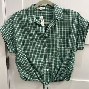 Madewell button-up drawstring plaid shirt